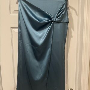 Zara Teal Satin Pencil Skirt